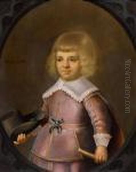 Portrait De Petite Fille Avec Un OEillet Dans Un Ovale Peint Oil Painting by Jan Van Teylingen