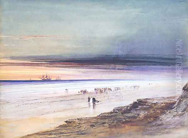 Beach Scene Oil Painting by James Hamilton