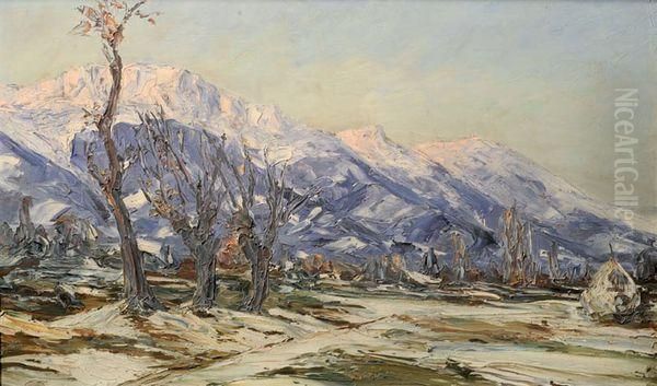 Vallee Du Gresivaudan Hiver Oil Painting by Emile Veron