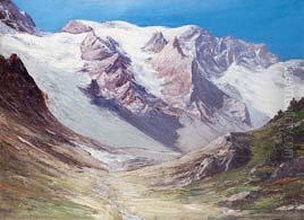 Paysage De Montagne Aux Enfetchores Dans Les Alpes Oil Painting by Emile Veron