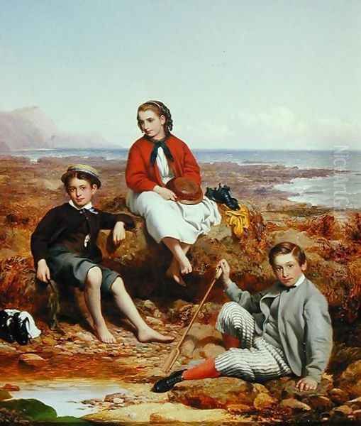 Florence, Arthur and Charles Moore, 1868 Oil Painting by William Crosby