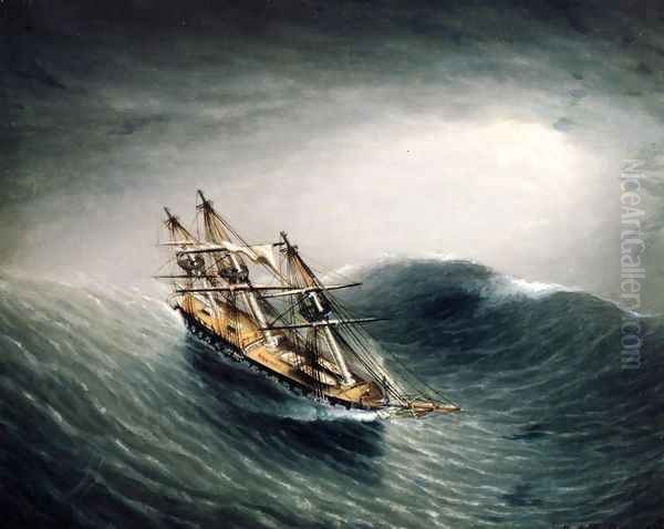 Schooner in a Stormy Sea Oil Painting by James E. Buttersworth