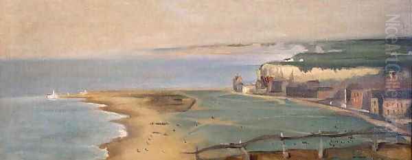 Plage de Dieppe vue depuis la falaise Ouest, 1871 Oil Painting by Eva Gonzales