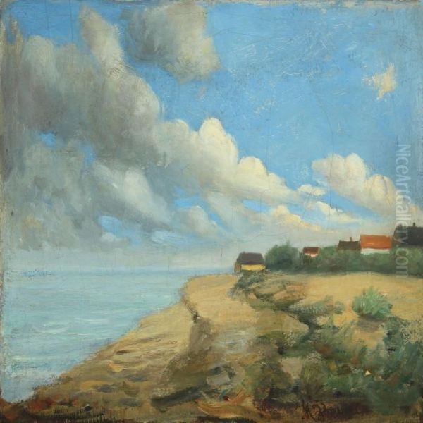 Coastal Landscape With Houses Oil Painting by Marie Von Baselli