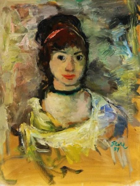 Portrait Of A Woman Oil Painting by Herminie Von Stahl