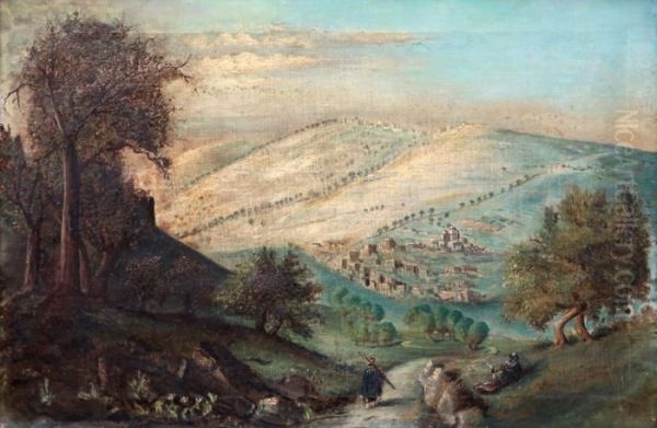 At The Mount Of Olives Oil Painting by Alois V. Vrany