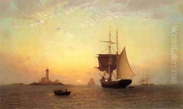 Harbor Scene Oil Painting by Francis Augustus Silva