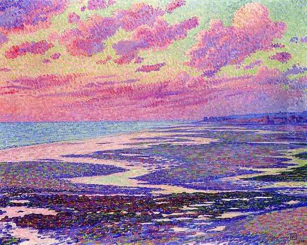 The Beach at Ambleteuse at Low Tide Oil Painting by Theo van Rysselberghe