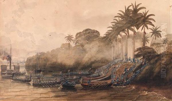 The Landing At Tabasco Oil Painting by Henry Jnr Alken