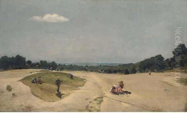 A Sunny Day On Hampstead Heath Oil Painting by Charles Walker