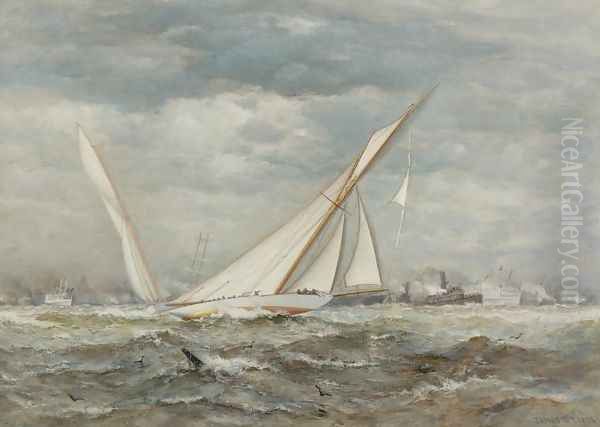 Yacht Race Oil Painting by James Gale Tyler