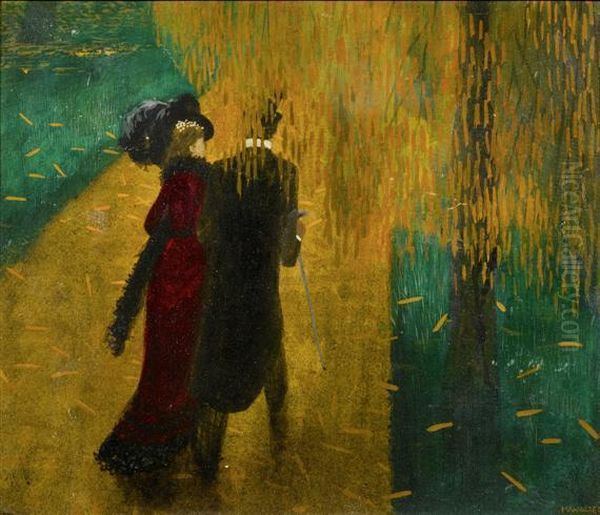 Couple In A Park Oil Painting by Karl Walser