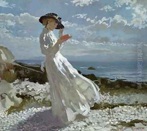 Grace reading at Howth Bay Oil Painting by Sir William Newenham Montague Orpen