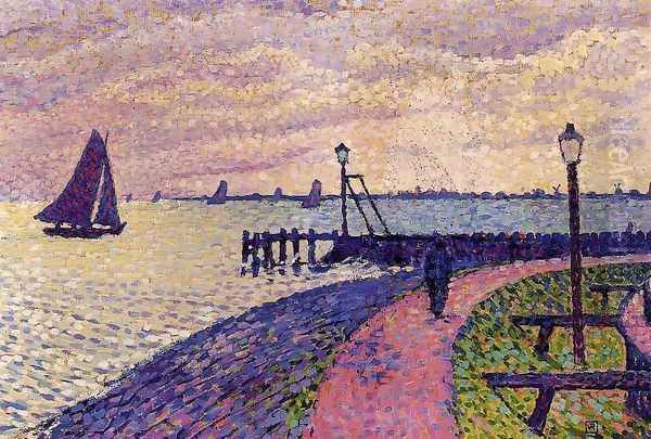 Port Entrance at Volendam Oil Painting by Theo van Rysselberghe