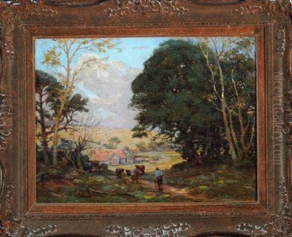 The Homestead In The Valley Oil Painting by William Peter Watson