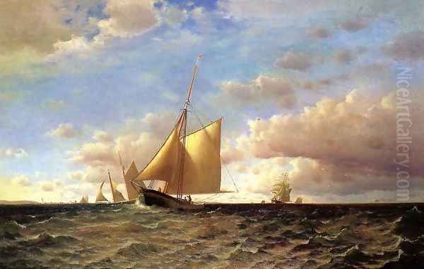 After the Equinotial, off Sandy Hook Oil Painting by Francis Augustus Silva