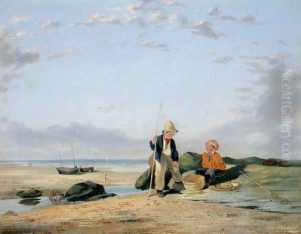 Figures on a Beach Oil Painting by William Collins