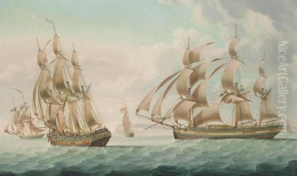 Trafalgar Transports Running Down The Channel Off The Downs Oil Painting by Robert Willoughby