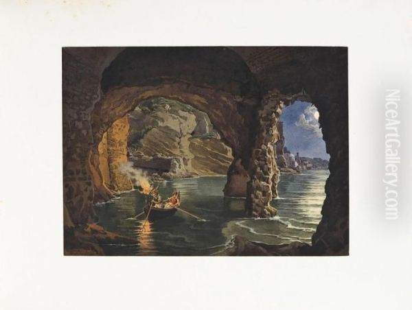 Grotta Presso Posillipo Oil Painting by Teodoro Guglielmo Witting