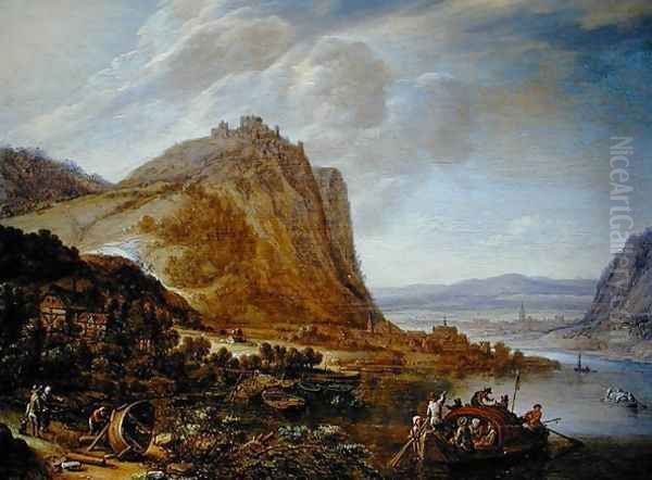 Mountainous Rhineland landscape, 1660 Oil Painting by Herman Saftleven