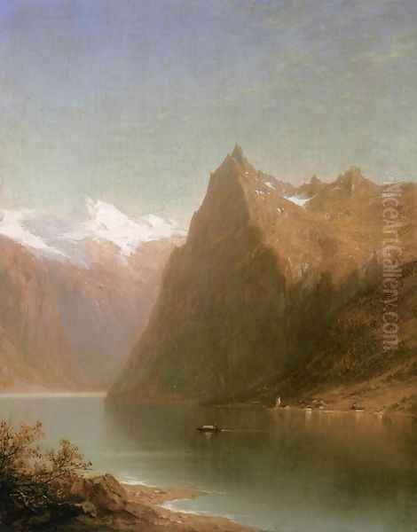 Mountain Lake Scene Oil Painting by John William Casilear