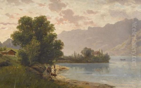 Sommerliche Seeuferpartie Oil Painting by Karl Christian Wymann-Mory