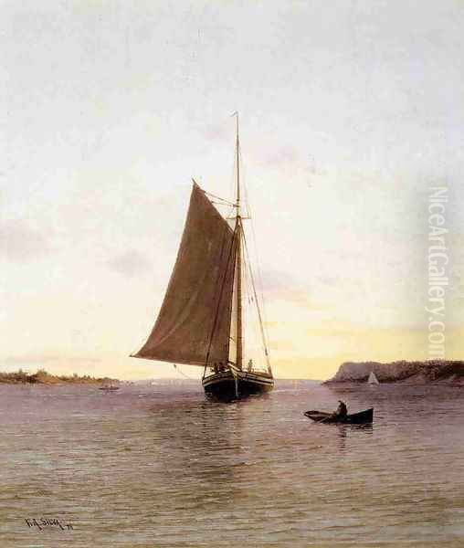 View on the Hudson River Oil Painting by Francis Augustus Silva