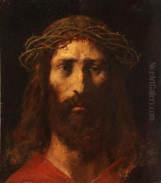 Christ With Crown Of Thorns Oil Painting by Rudolf I Yelin