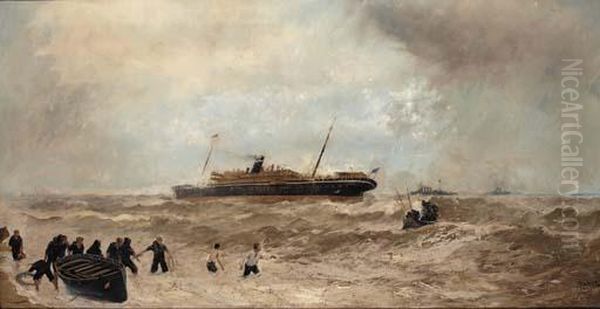 Wreck Of The Delhi Off Cape Spartel Oil Painting by Algernon Yockney