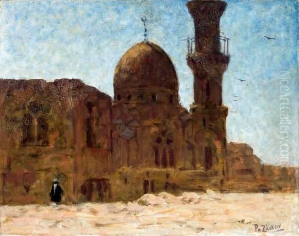 Ruines De La Mosque D'akzonkor, Le Caire Oil Painting by Philip Zilcken