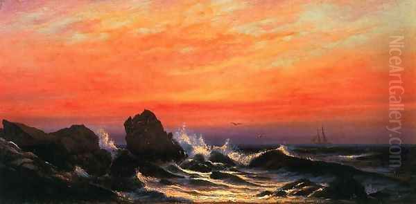 Rocky Coast Oil Painting by Francis Augustus Silva