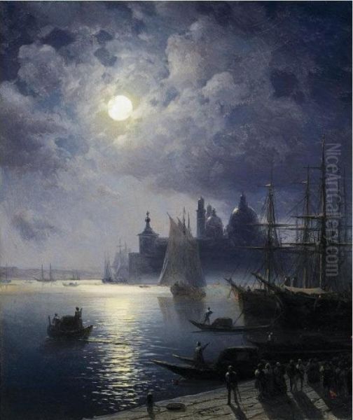 Venice At Night Oil Painting by Ivan Konstantinovich Aivazovsky