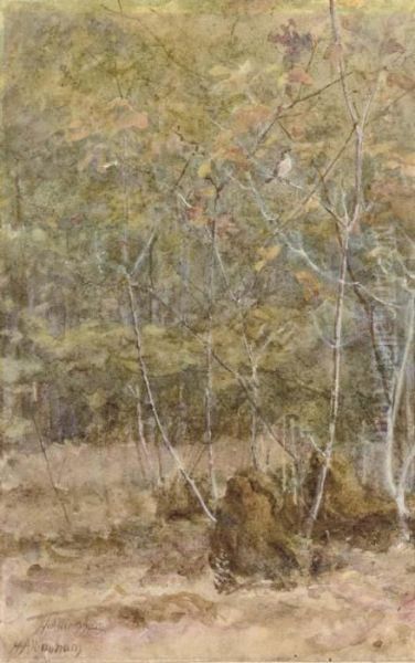 Oak Twigs In Spring Oil Painting by Helen Mary Elizabeth Allingham