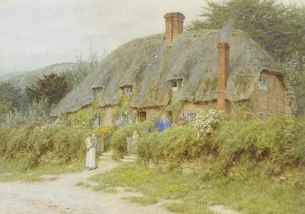 Old Cottages Near Downton, Wiltshire Oil Painting by Helen Mary Elizabeth Allingham