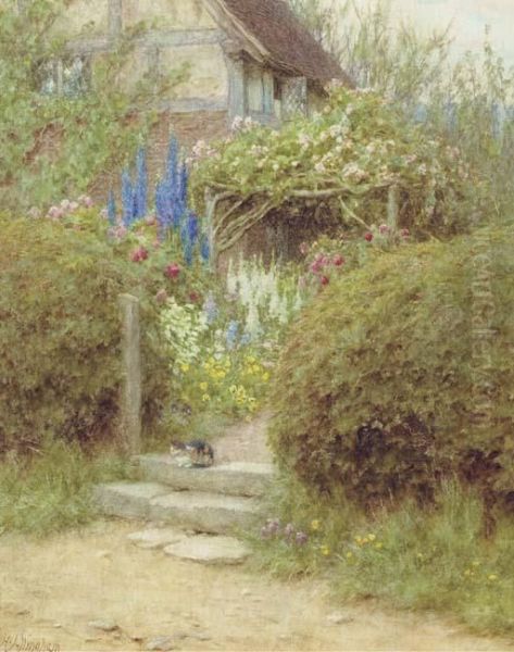 A Cottage Gate, West Horsley, Surrey Oil Painting by Helen Mary Elizabeth Allingham