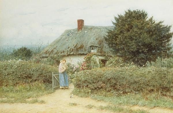 Cottage Near Downton, Wiltshire Oil Painting by Helen Mary Elizabeth Allingham