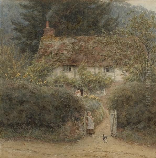 Cottage At Grayswood, Near Witley, Surrey Oil Painting by Helen Mary Elizabeth Allingham