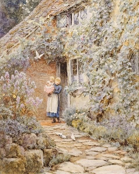 Vine Cottage Oil Painting by Helen Mary Elizabeth Allingham