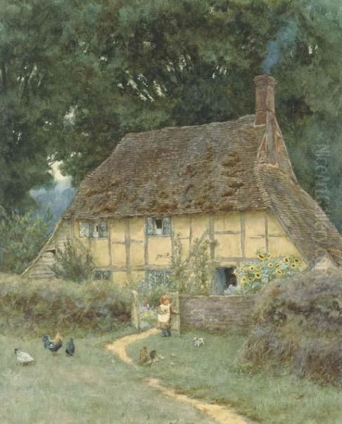 On The Brook Road, Near Witley Oil Painting by Helen Mary Elizabeth Allingham