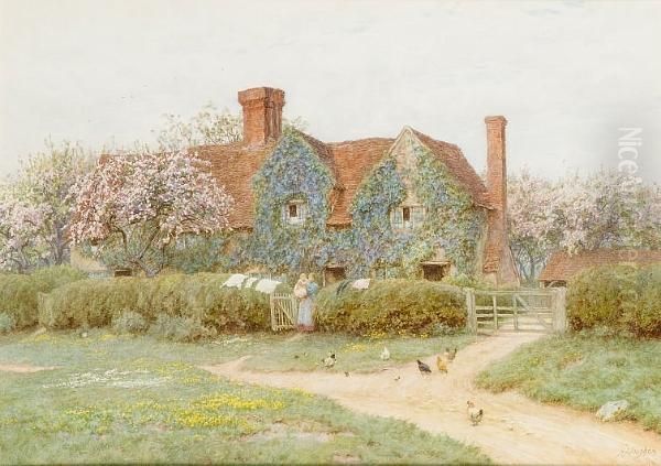 Buckinghamshire House At Penn Street Oil Painting by Helen Mary Elizabeth Allingham