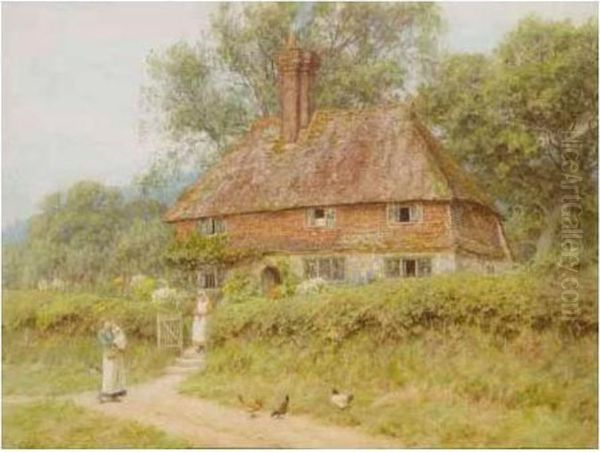 An Old Surrey Cottage Oil Painting by Helen Mary Elizabeth Allingham