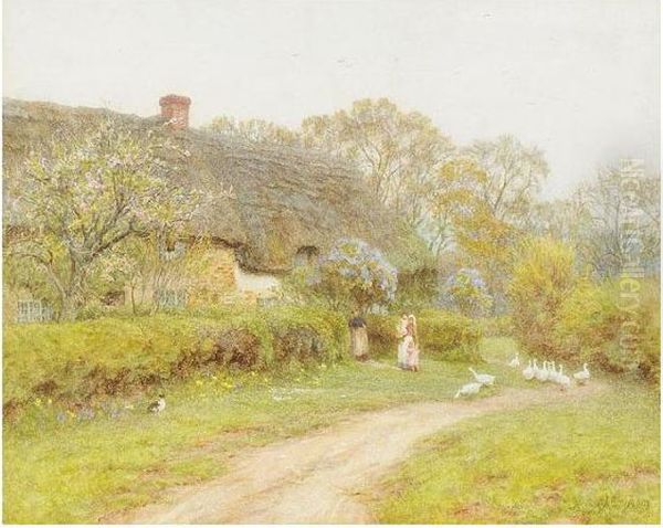 Spring Time At Lower Denhay, Bridport Oil Painting by Helen Mary Elizabeth Allingham