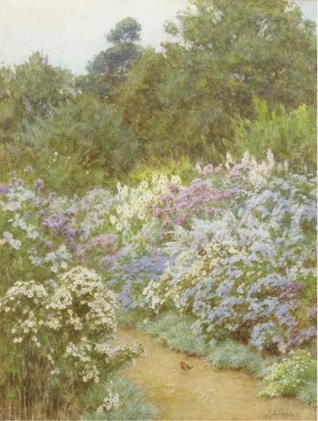 Michaelmas Daisies, Munstead Wood, Godalming, Surrey Oil Painting by Helen Mary Elizabeth Allingham