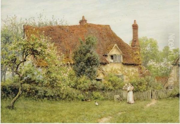 The Old Farm At Pinner Oil Painting by Helen Mary Elizabeth Allingham