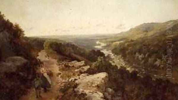 An extensive river landscape Oil Painting by Edmund John Niemann, Snr.