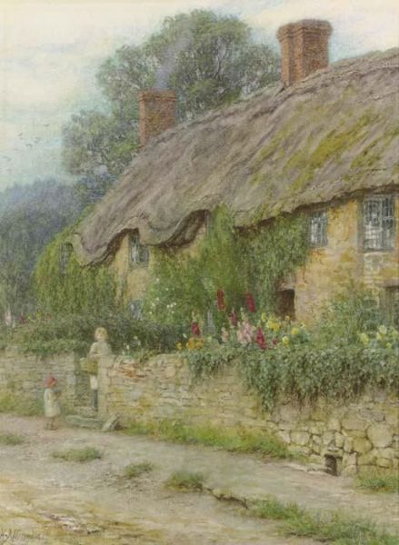 A Mother And Child Entering A Cottage Oil Painting by Helen Mary Elizabeth Allingham