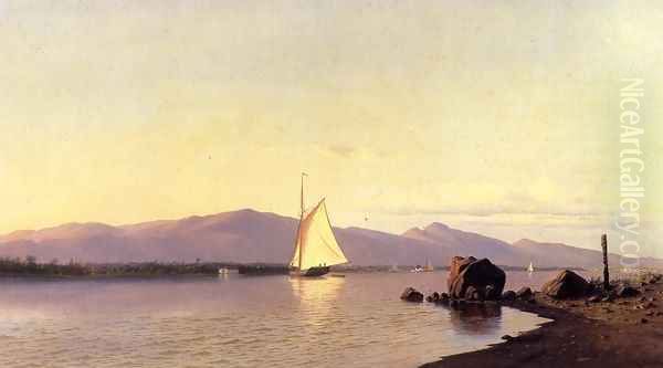 Kingston Point, Hudson River Oil Painting by Francis Augustus Silva