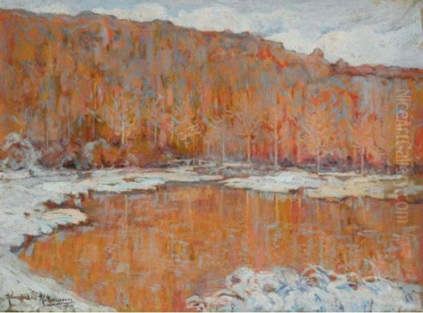 The Frozen Lake Oil Painting by Alexander Altmann