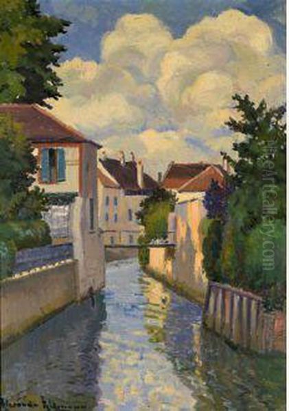 City Canal Oil Painting by Alexander Altmann