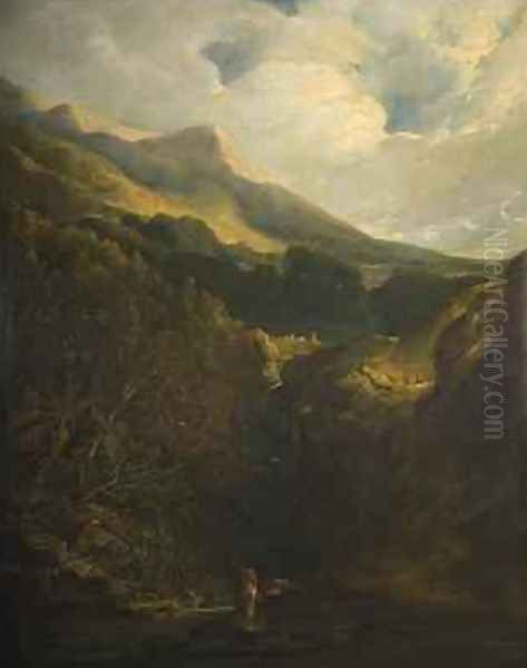 Mountainous Landscape Oil Painting by Edmund John Niemann, Snr.